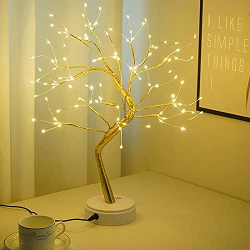 Bonsai Tree Light for Room Decor, Aesthetic Lamps for Living Room, Cute Night Light for House Decorations, Good Ideas for Gifts, Weddings, Festivals, Christmas... (Warm White, Gold Trunk, 108 LED)