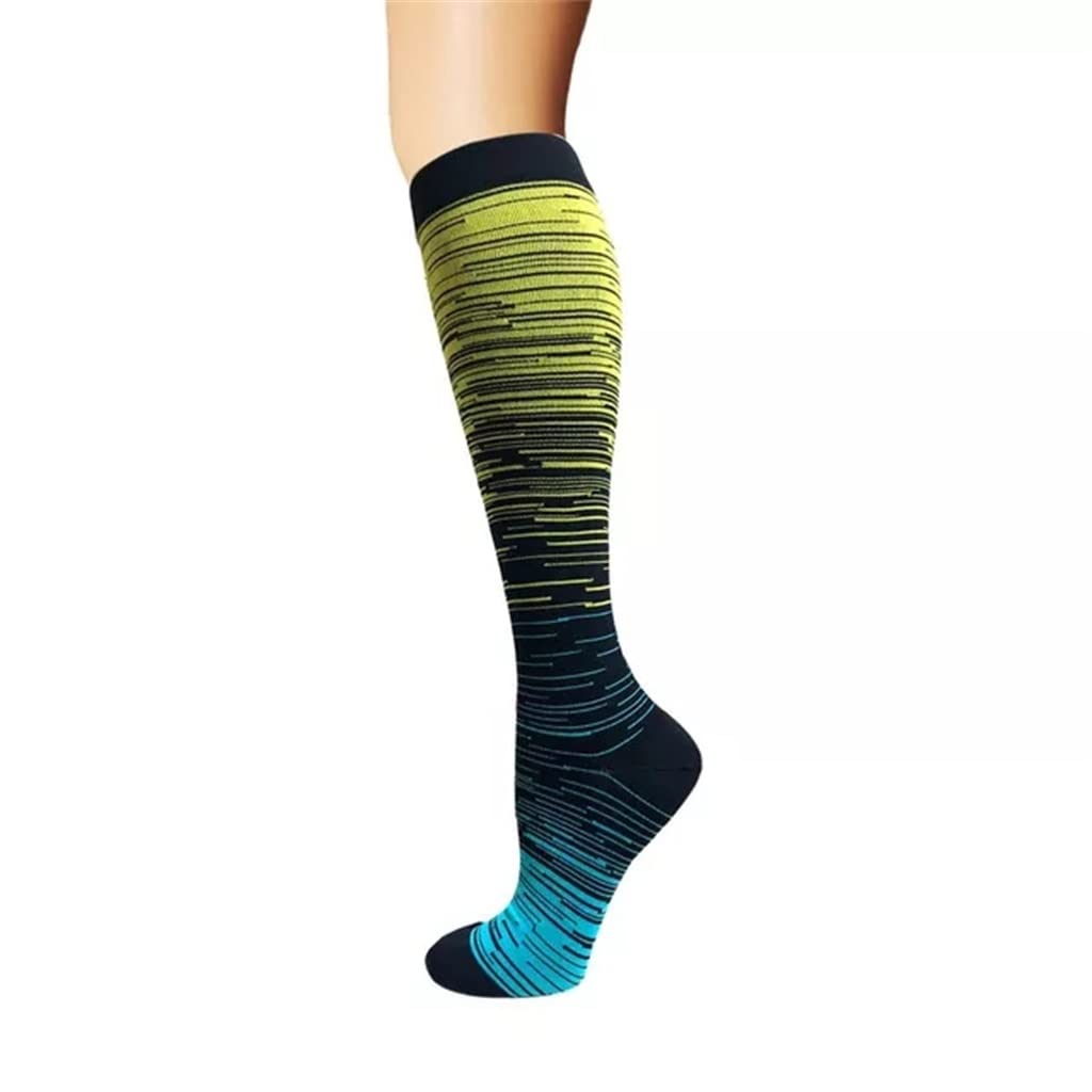 Kompressionsstrümpfe, Golfsocken, Fußballsocken, langer Schlauch, Outdoor-Sport, leuchtende Farben, Wandern, Laufen, Fitness