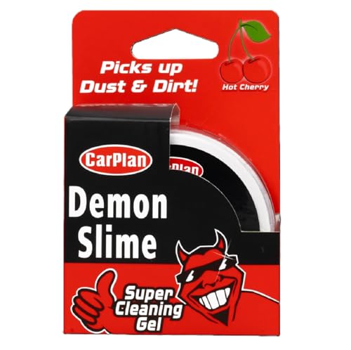 CarPlan Demon Slime 160g - Super Cleaning Gel - Putty Picks Up Dust & Dirt - For Car Interiors Keyboards Offices - Hot Cherry Scent