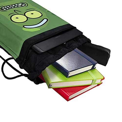 LOGOVISION Rick And Morty Pickle Rick Face Drawstring Backpack Sports Bag Sackpack 17" x 13", Perfect for Gym, Yoga or Practice4
