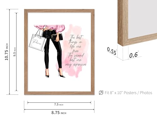 Image of Poster Master The Best Thing In Life Are Free Poster - Fashion Print - Trendy Art - Modern Art - Gift for Women & Fashionista - Funny Glamour Decor for Bedroom or Girl's Room, 8x10 Beige Framed