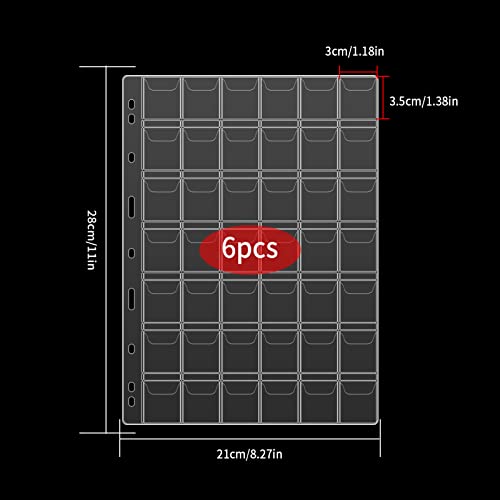 Siyurongg US-SYR-006-020 6 Sheets Coin Collection Pages For Collectors, Coin Pages, 9-Holes Coin Sleeves Holder Book, Coin Album Collecting Binder thumb #1