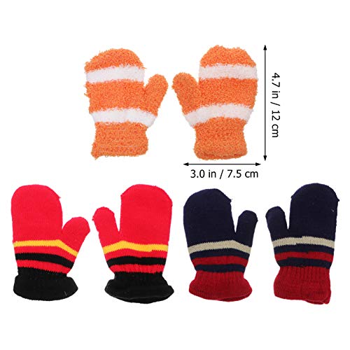ABOOFAN 3 Pares de Luvas de Tricô de Bebê de Inverno Luvas Extensíveis de Dedo Completo Resistentes