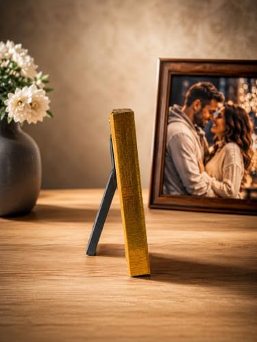Image of Photo Frame Set of 3 - Modern Tabletop Picture Frames for Desk, Living Room & Bedroom Decor, Perfect for Wedding, Couple & Family Photos (3 x 3 inches) (Golden design)