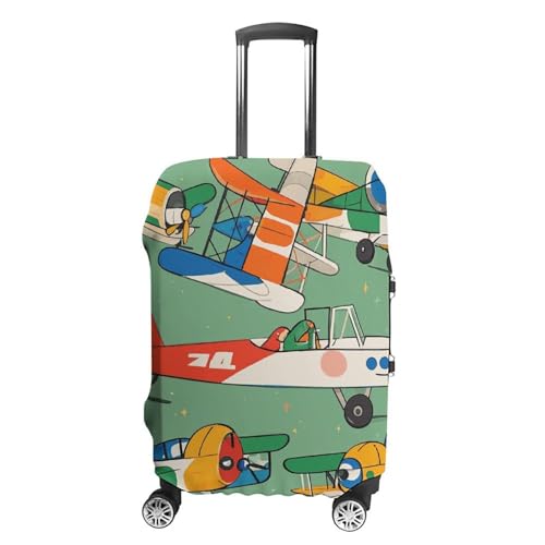 Carry on Luggage Cover Many Cartoon Small Airplanes Suitcase Covers for Luggages Tsa Approved Travel Luggage Sleeve Protector Elastic Suitcase Protector Anti-Scratch Washable Fits 19-30 Inch Case -L