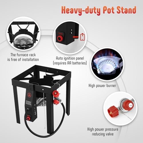 Image of Feasto 30 Qt Turkey Fryer with Basket & 10QT Fish Fryer Kit | 50,000 BTU Outdoor Propane Burner, Multi-use outdoor cooker, for Lobster, Crab, Crawfish, Shrimp Boiling and Frying