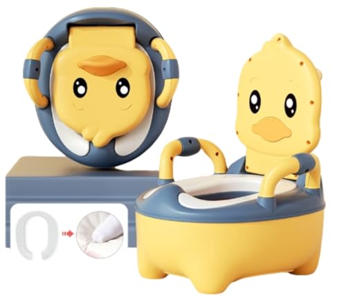 SIzlaho 乳児用幼児用ベビートイレ。子供用トイレ 小型トイレ パンダ柄 かわいい ブラシ付き 男女兼用 ソフトクッション 蓋付き 取り外し可能 滑り止め引き出し式 (イエロー,PVCソフトパッド+ブラシ付きベルベットパッド1枚)