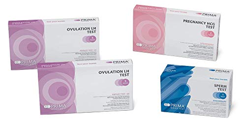 PRIMA Home Test - Baby Package - 1 Sperm Test Fertilità Maschile + 10 Test di Ovulazione (Fertilità Femminile) Ormone LH + 2 Test di Gravidanza Ormone hCG