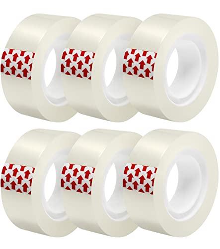 Image of 6 Rolls Transparent Tape Refills, Clear Tape Dispenser Refill Rolls, Glossy Gift Wrap Tapes for Office, School, Home, 3 /4 x 1000 Inches
