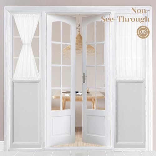 HOMEIDEAS Non-See-Through Sidelight French Curtains for Front Door, Light Filtering Privacy Semi...
