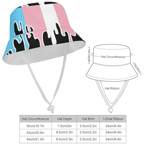 Trans Pride FlagChildren's Bucket Hat for Boys and Girls, Breathable Summer Beach Hat52cm2