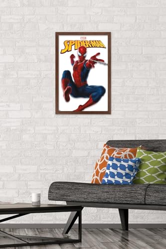 Poster mural Marvel Comics Spider-Man encadré acajou idée cadeau