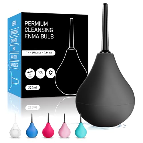 Image of 224ML Douche Enema kit Silicone, Reusable Enema for Constipation Cleaner for Men Women(Black)