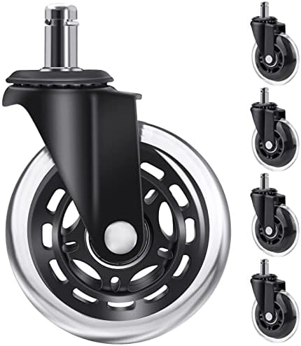 LUZOON 11 mm x 22 mm Zestaw 5 kółek do krzeseł biurowych, kółka do krzeseł do 250 kg ,idealne do podłóg z twardego drewna, dywanów, laminatów i płytek do krzeseł biurowych