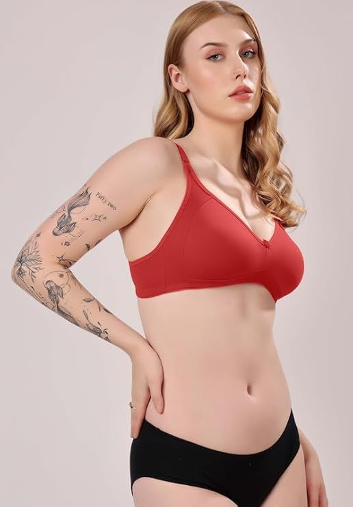 Image of London Hills Regular Bra for Women Everyday Non Padded Wire Free Full Coverage Cotton Blend