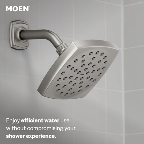 Image of Moen Conway Spot Resist Brushed Nickel Bathroom Shower Trim Kit with Square Showerhead, Handle, Tub Spout, and Posi-Temp Valve Included, 82922SRN
