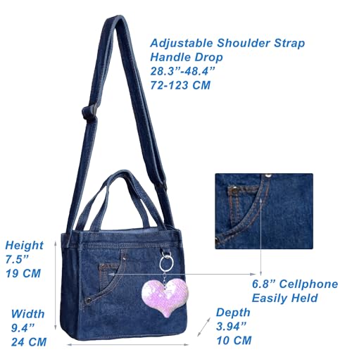 Image of SoonerCozer Crossbody Denim Purse Fashion Small Hobo Bag Stylish Handbag Tote Bag for Women