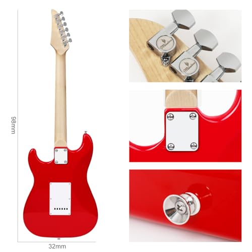 Image of Electric Guitar Beginner Kits, 6 Strings 39 Inch Solid Body Guitarra Electricar Set for Adults With Gig Bag, Strap, Tremolo Arm, Cable & Picks MS100 (Red)