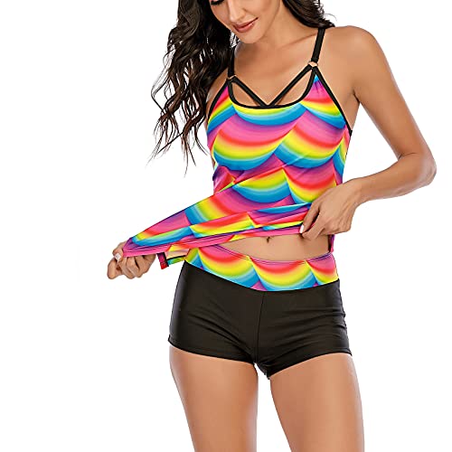 High Waisted Bikini Sets Women Sexy Tankinis Two Plus Strappy Print Set Back Women Size Swimsuits Swimdress Piece Yellow #TOP4