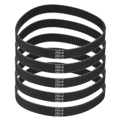sourcing map 252mm GT-2 Timing Belt 9mm Width 2mm Pitch Black 5pcs