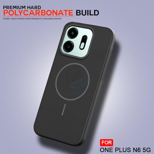 Image of AESTMO Shockproof Back Case Cover for OnePlus N6 5G | Slim Hard Shell | Hard Back Cover for OnePlus N6 5G (Compatible with MagSafe Accessories, Black)