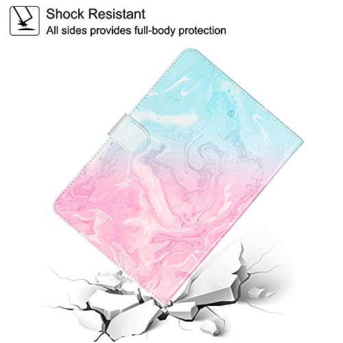 Universal 7.0" Case, Newshine Flower Marble Pattern Synthetic Leather Folding Folio Stand Case With Card Slots&Money Pocket For All 7 Inch Tablet Including Samsung Lenovo Kindle - Blue & Pink #TOP6