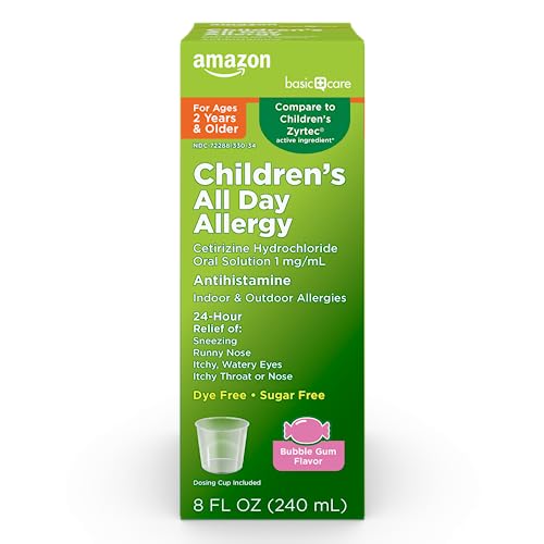 Amazon Basic Care Children's All Day Allergy Relief Medicine, Cetirizine Hydrochloride Oral Solution...