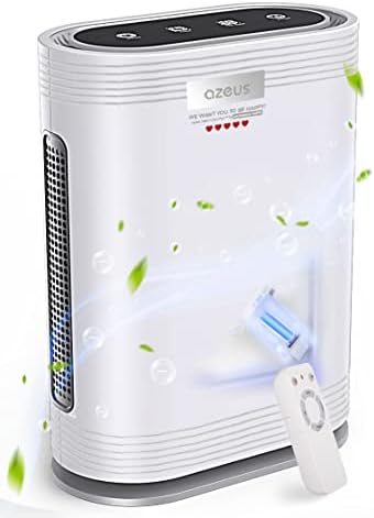 AZEUS True HEPA Air Purifier for Home, up to 1080 sq ft Large Room, UV light | Ionic Generator | Office or Commercial Space | Filter 99.97% Pollen, Smoke, Dust, Pet Dander | Auto Mode | Air Quality Sensor | Night Light