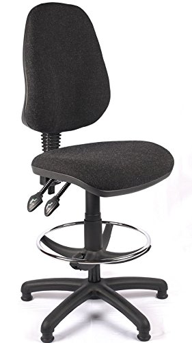 Relax Office Juno High Back Draughtsman Rolling Chair with Lumbar Support Comfortable, Reception Chair, Lab Tall Office Armchair, Computer Chair, Conference (Charcoal Fabric)