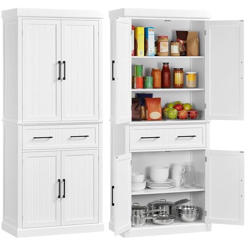 Yaheetech Kitchen Pantry Storage Cabinet with 4 Doors and 2