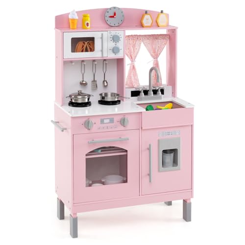 Costzon Adjustable Height Wooden Play Kitchen