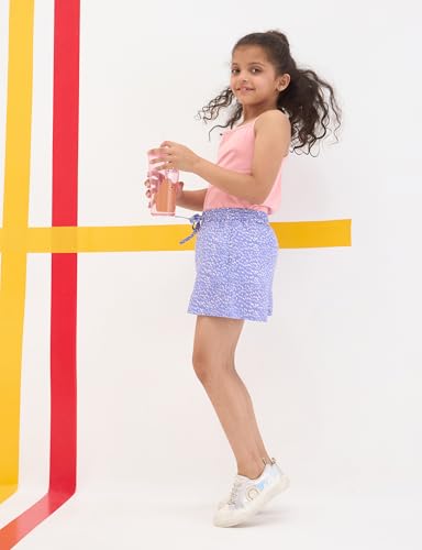 Image of Amazon Brand - Symbol Girls Flared Fit Printed Rayon Shorts | Elasticated Waistband | Age 2-14 Years