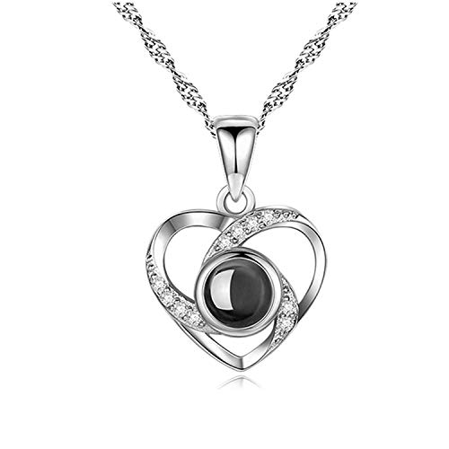 LINCMAN S925 Sterling Silver Necklace Memory Languages Projection 100 Languages to Express “I Love You Creative Gift Necklace for Women and Girls-The New D Cover