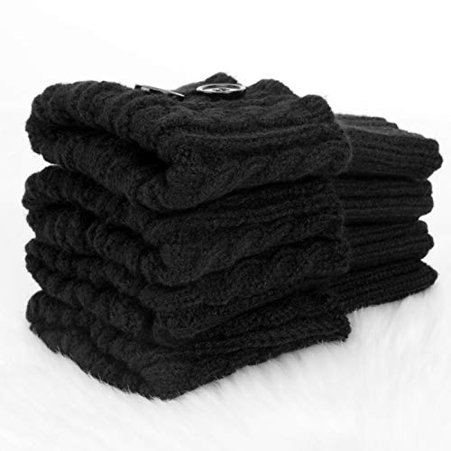 PHOGARY 2 Pairs Winter Warm Boot Cuffs for Women, Crochet Knitted Boot Socks for Girls Black Short Leg Warmers Boot Topper Socks Leg Cuffs Boot Warmers Gift3