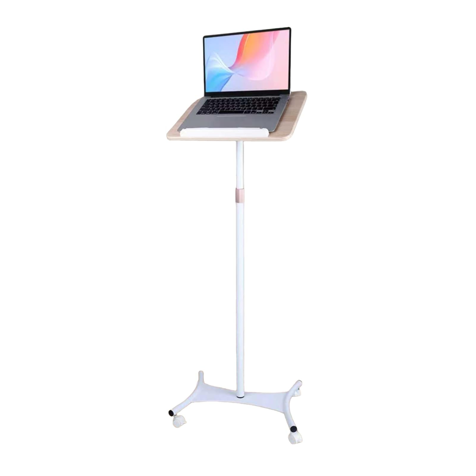 Atril de madera para portátil que evita dolor cervical con altura de 50-130 cm