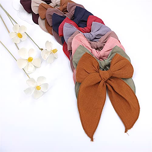 Fable Bow Hair Clips Baby Girls Women Cotton Linen Hair Bow Clips Large Sailor Hair Bows Accessories Hairgrips (Avocado Blue) #TOP2