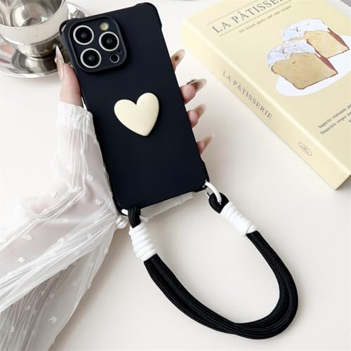 Coque iPhone XS Max avec lanière cœur en silicone noir