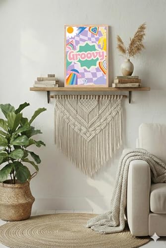 Image of BLINKART Groovy Flower Aesthetic Modern Art Walls With Frame | Natural Wood Texture | Living Room Bedroom Office Wall Decoration | Poster Home Decor Frames Wall Bedroom | 12x8 Inches (D77)