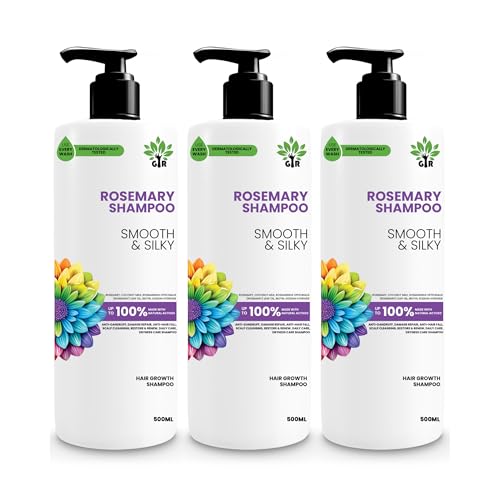 Image of GIR Rosemary Shampoo with Rose Hydrosol | For Smooth & Silky Hair, Sulfate Free |No Parabens, Sulphate, Dyes| Ideal For All Hair Types - 500ml x 3 Bottles (Total 1500ml)