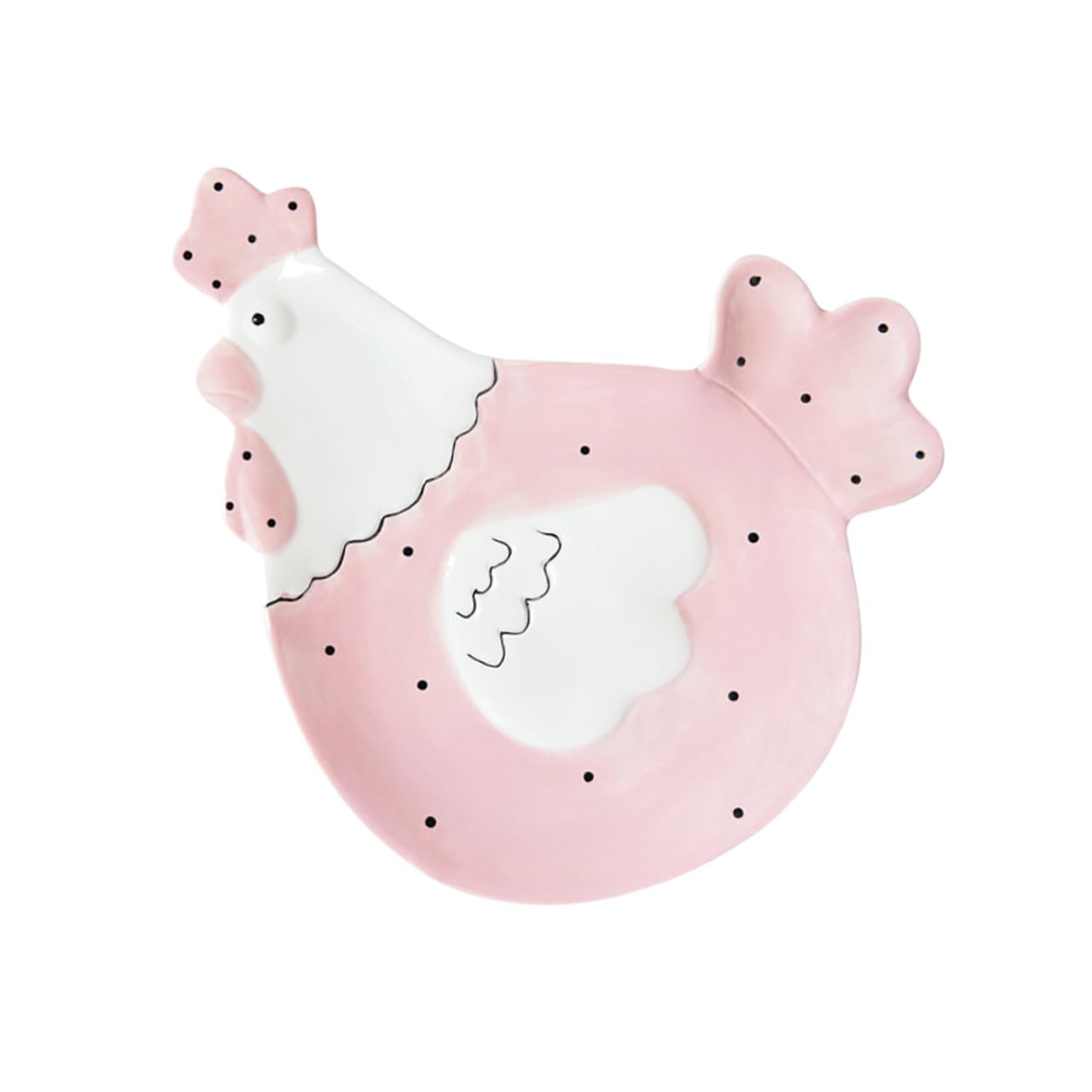 Cabilock Plato de Cerámica Rosa Forma de Gallina de Dibujos Animados, Bandeja para Dulces y Postres Superficie Lisa y Brillante, Resistente y Decorativo para Servir