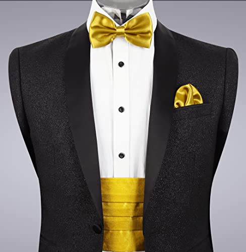Image of Alizeal Mens Multicolored Silk Solid Cummerbund Bow Tie Set