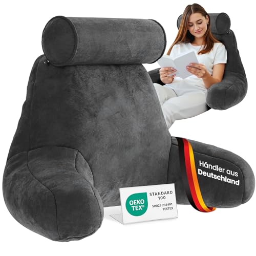 ELONEO Rückenkissen, Lesekissen für Bett und Sofa mit Armlehnen...