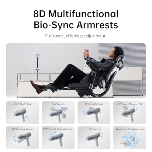 Image of SIHOO Doro C300 Pro V2 Ergonomic Office Chair with Footrest & Full-Body Adaptive Support, 8D Armrests & Breathable Mesh, Comfy High Back Desk Chair for Long Hours, 135 Recline,2 Packs, Jet Black