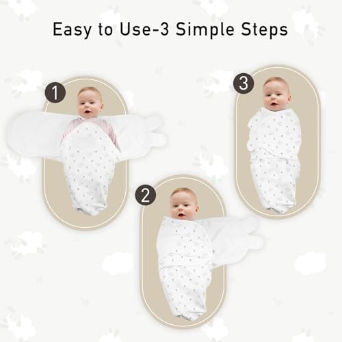 Image of GLLQUEN BABY Swaddles for Newborns 0-3 Months, Adjustable & Easy Fastener | 3-Pack, Organic Cotton Swaddle, Womb-Like Nursery Swaddling Blanket reduces startle reflex, soft and skin-friendly fabric