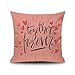 Lieson Fundas de almohada, 1 funda de cojín de 20 x 20 cm, 50 x 50 cm, para siempre, diseño de corazón, fundas de cojín, color rosa, negro, lino