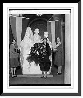 Historic Framed Print, National Woman's Party place wreath on statue of Susan B. Anthony, 2/15/29, 17-7/8" x 21-7/8"