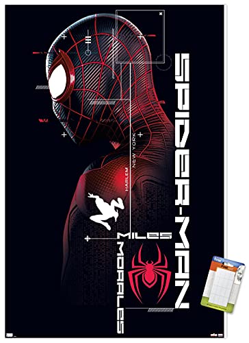 Trends International Marvel's Spider-Man: Miles Morales - Miles Wall Poster, 22.37" x 34.00", Poster & Mount Bundle