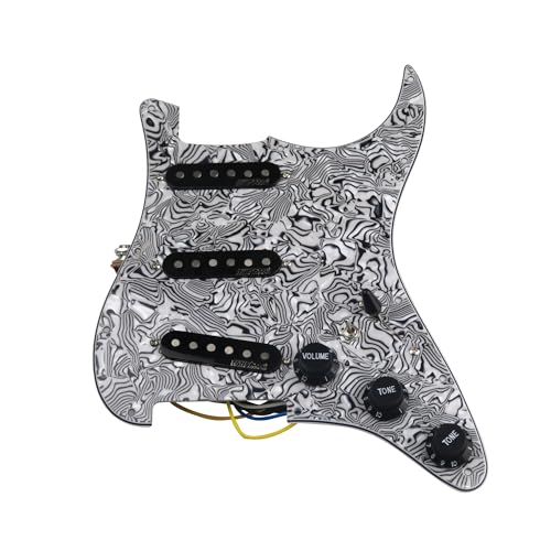 ワイヤリングピックアップキット 7ウェイタイプフルロード配線済みピックガードSSSシングルコイルピックアップセットStエレキギター用(Zebra)