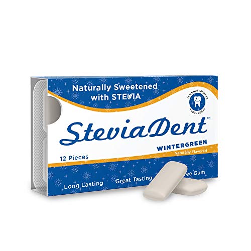 Stevita Stevia Dent Sugar-Free Gum - Natural Wintergreen Flavor (12 Pack) - 12 pieces - Supports Oral Health - Non GMO, Vegan, Keto, Gluten Free - 144 Servings