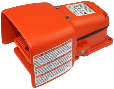 Linemaster 571-DWH Hercules Foot Switch, Electrical, Single Pedal, Maintained, SPDT, Single Stage, Full Aluminum Guard, Orange